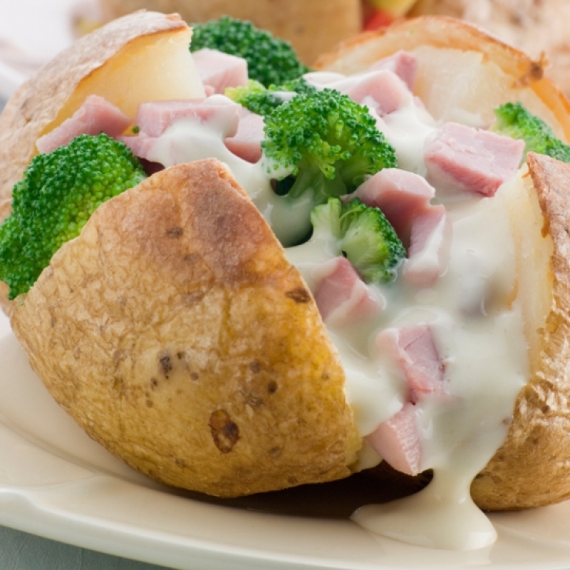 Potato With Ham And Broccoli Cream Sauce Recipe