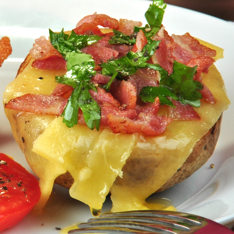 Baked Potato With Bacon Bits And Cheese Recipe