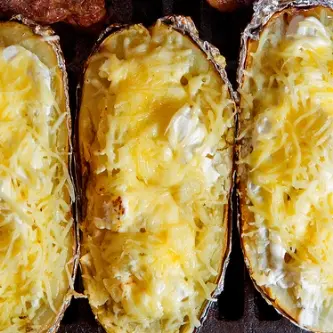 Double Grilled Potatoes with Melted Cheese