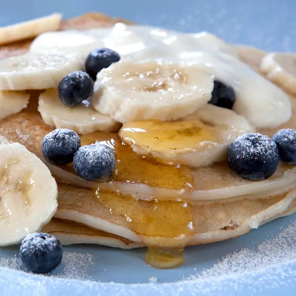 Griddle Cakes with Fresh Blueberry Puree