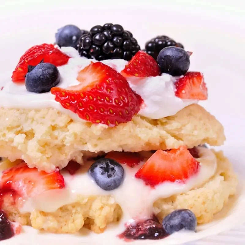 Old Fashioned Shortcake With Fruits and Whip Cream
