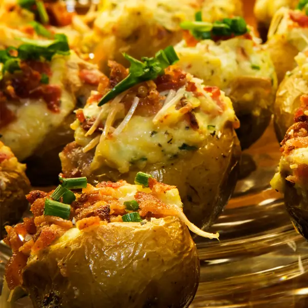 Cheese and Bacon Stuffed Double Baked Potatoes