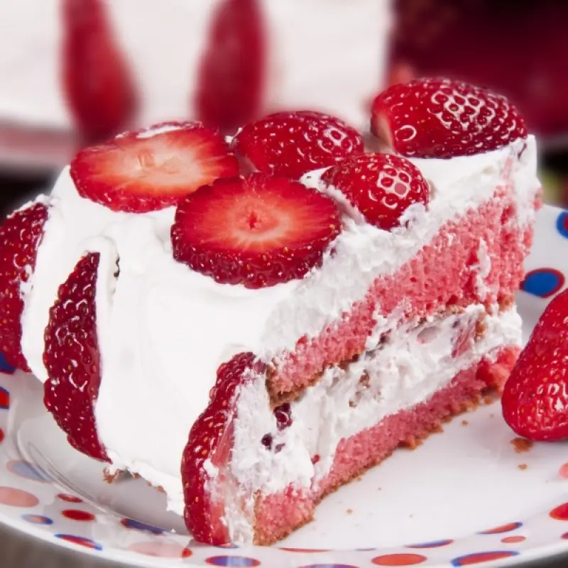Strawberry Cake with Whipped Cream Frosting