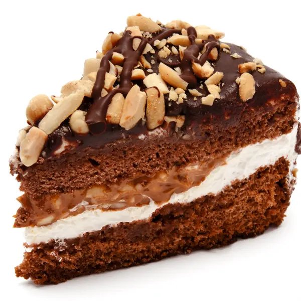 Double Layer Chocolate Cake with Peanut Caramel Filling