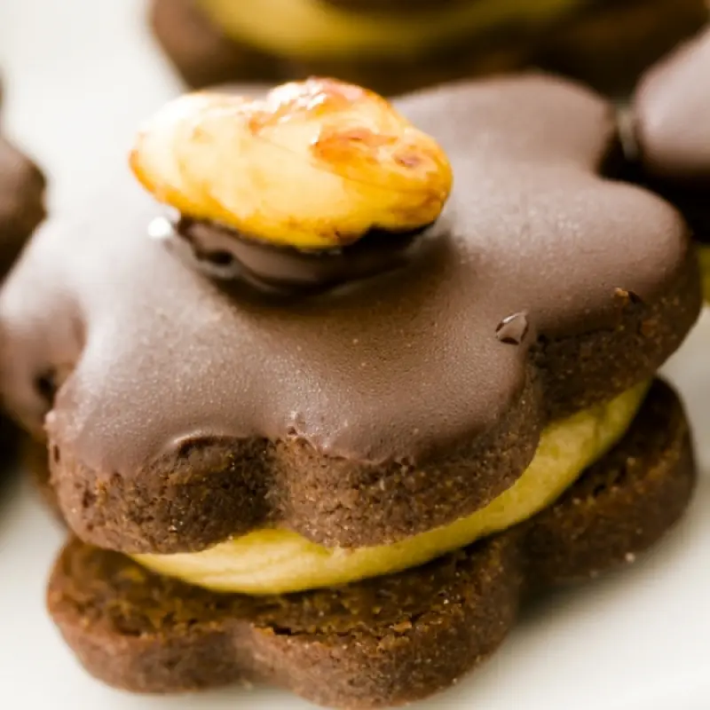 Chocolate Sandwich Cookies with Maple Fudge Frosting