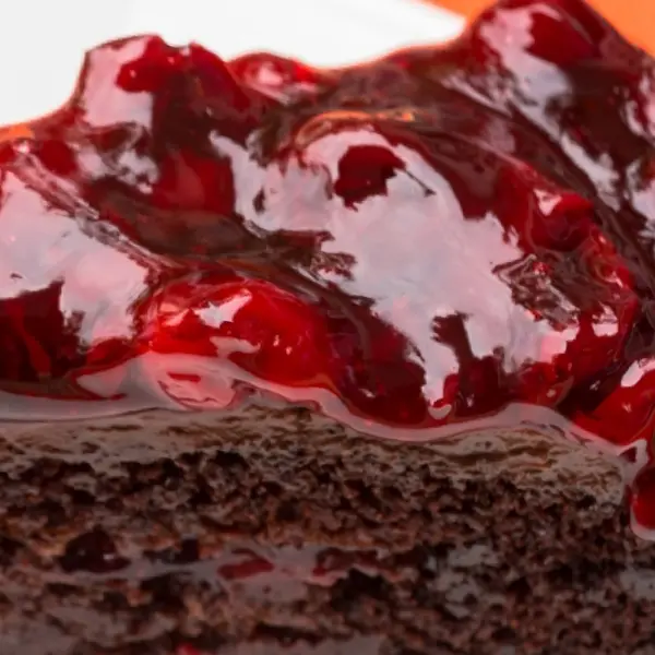 Chocolate Fudge Cake With Cherry Glazed