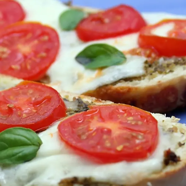 Cheese Basil and Fresh Tomato Bruschetta