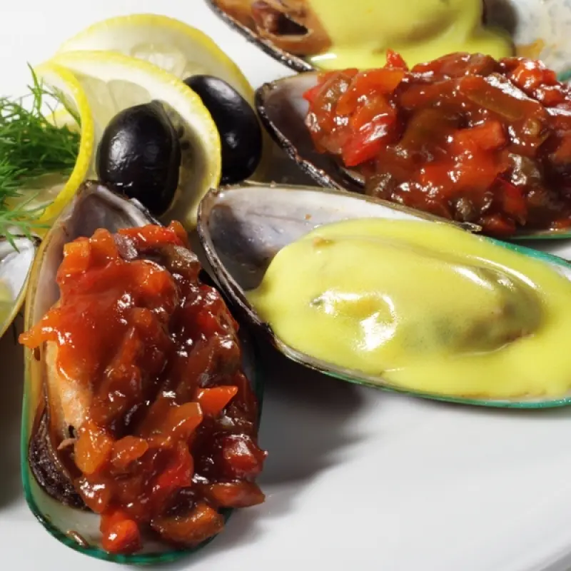 Baked Mussels with Homemade Lemon Mayonnaise Sauce