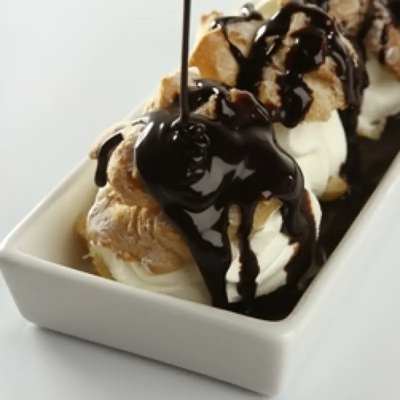 Hot Fudge Drizzled Cream Puffs