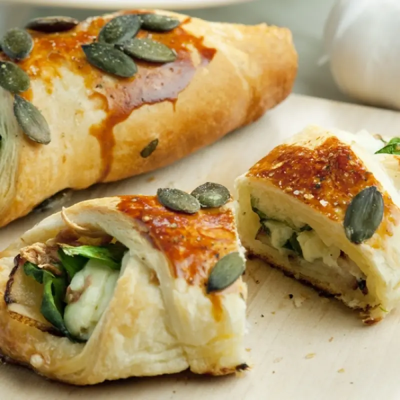 Spinach and Mozzarella Stuffed Puff Pockets