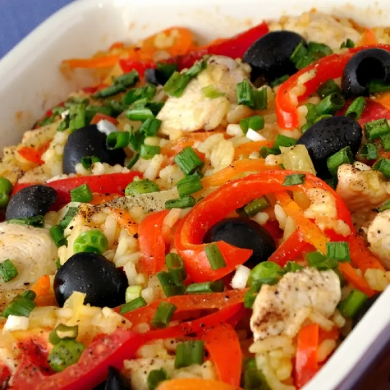 Greek Style Chicken and Rice Salad