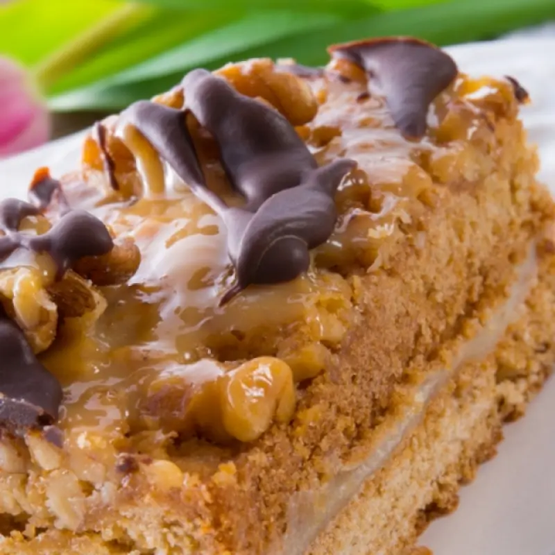 Walnut Topped Caramel Cake