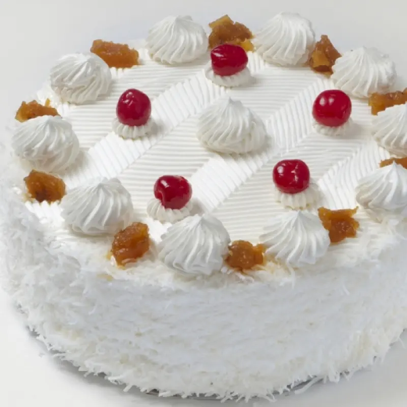 Cherry Topped Coconut Vanilla Cake