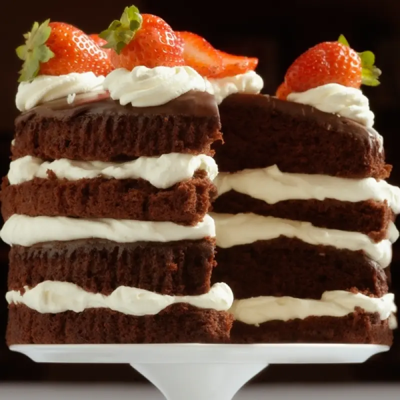 Four Layer Chocolate and Whipped Cream Cake