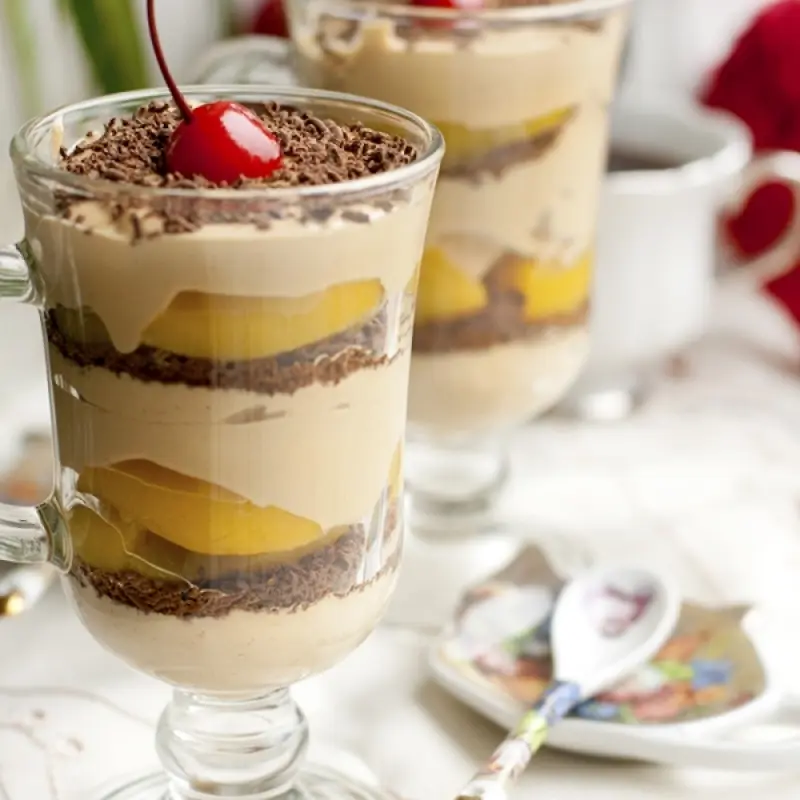 Chocolate Mousse and Peaches Parfait