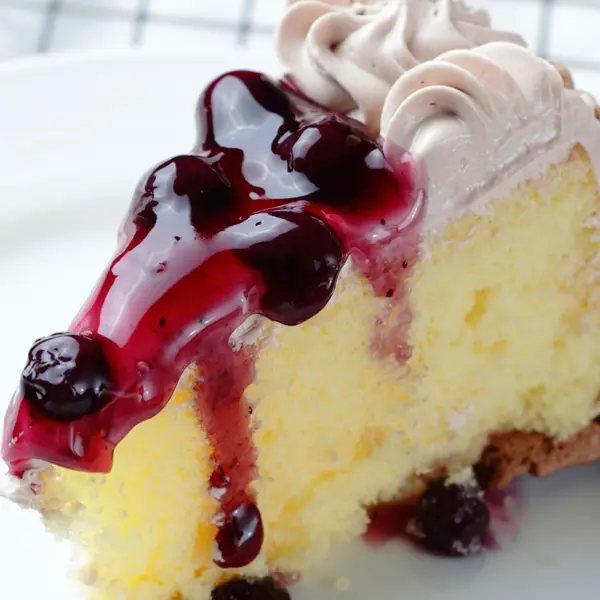 White Cake With Blueberry Sauce