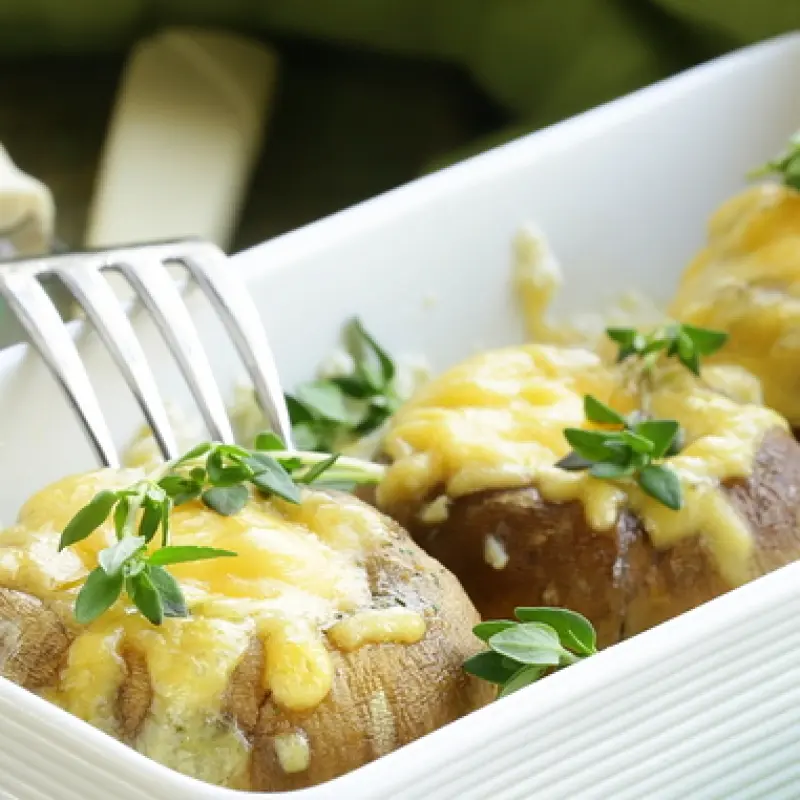 Baked Mushrooms With Cheese