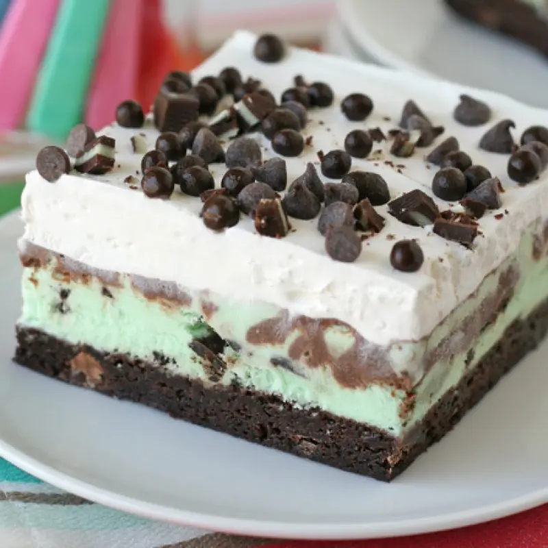 Mint Chip Brownie Ice Cream Squares