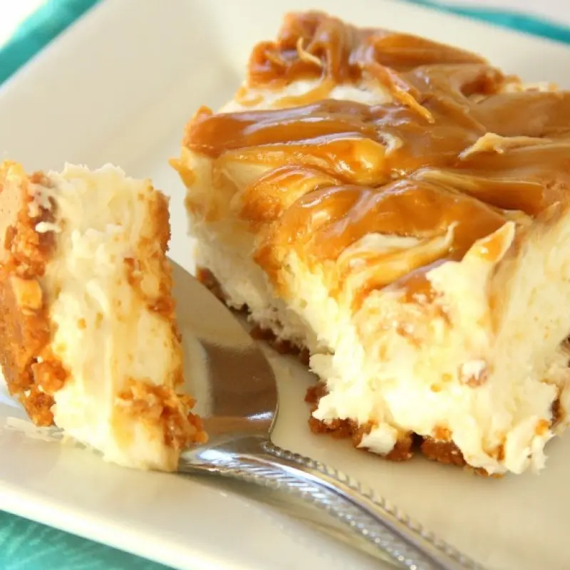 No Bake Caramel Swirl Apple Butter Cheesecake