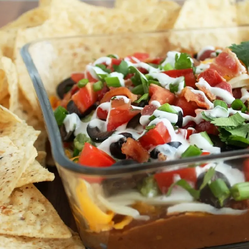 9 Layer Bean Dip With Bacon