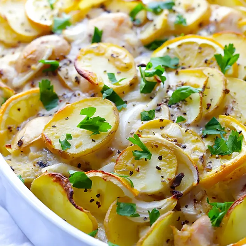 Easy Lemon Chicken Potato Casserole