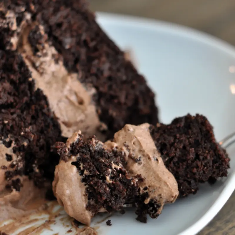 Decadent Chocolate Cake with Whipped Chocolate Frosting