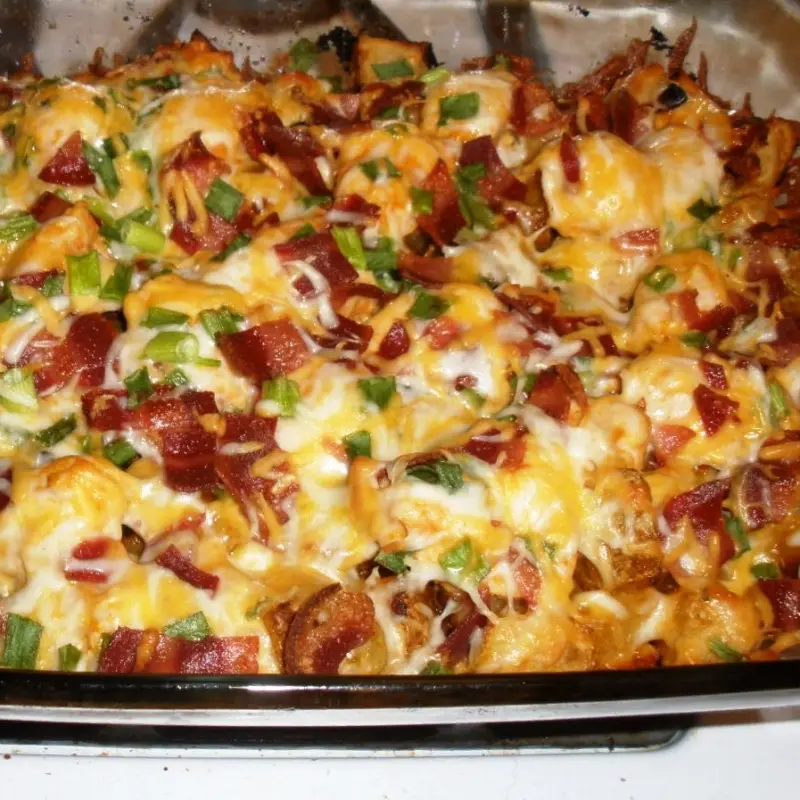 Loaded Potato and Buffalo Chicken Casserole