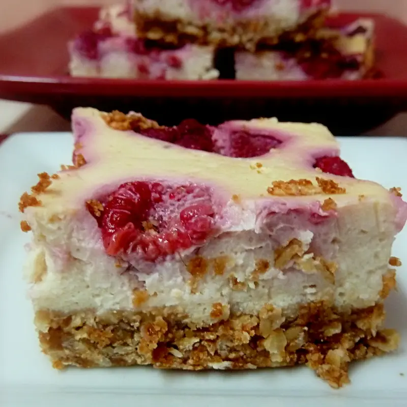 Guilt Free Raspberry Cheesecake Bars