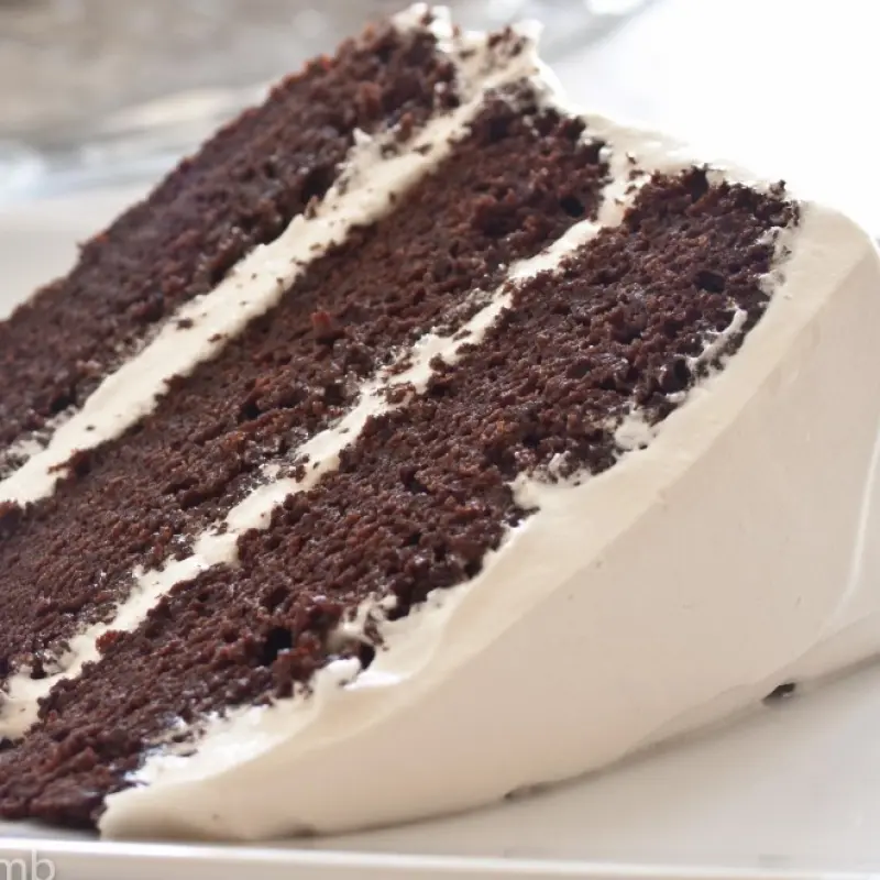 Three Layer Chocolate Cake with Marshmallow Frosting