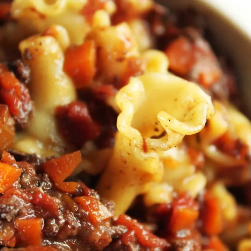Tomato Sausage Ragu over Campanelle Pasta