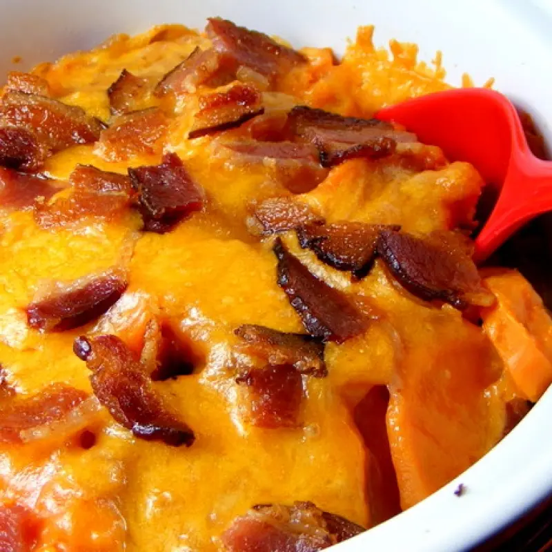 Sweet Potatoes Au Gratin with Bacon