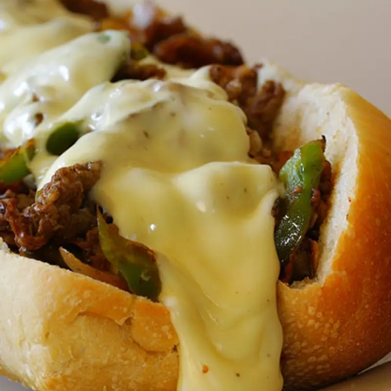 Slow Cooker Philly Cheese Steak Sandwich