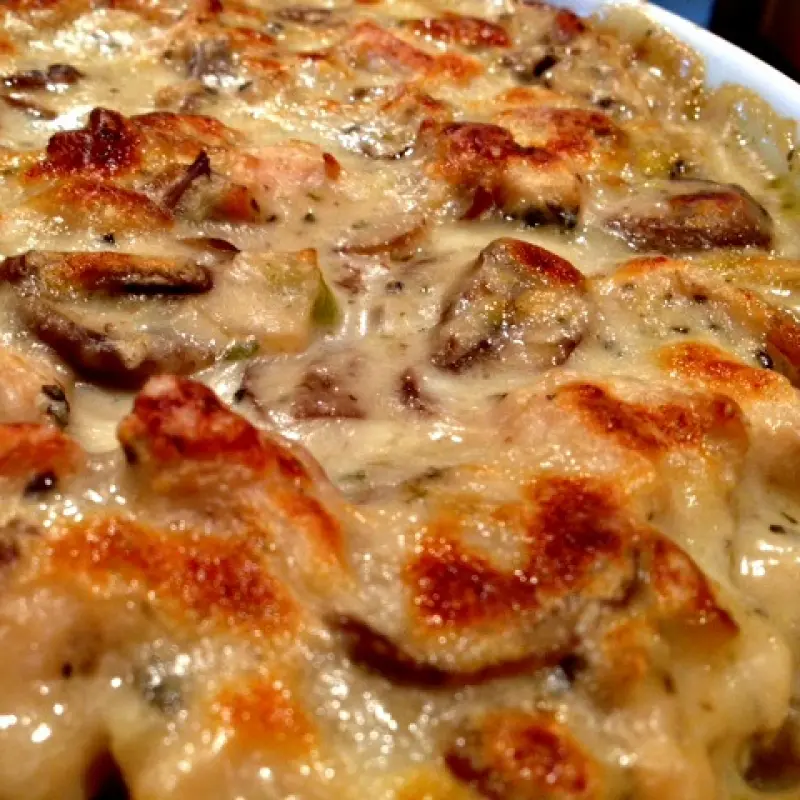 Creamy Chicken and Mushroom Polenta Lasagna