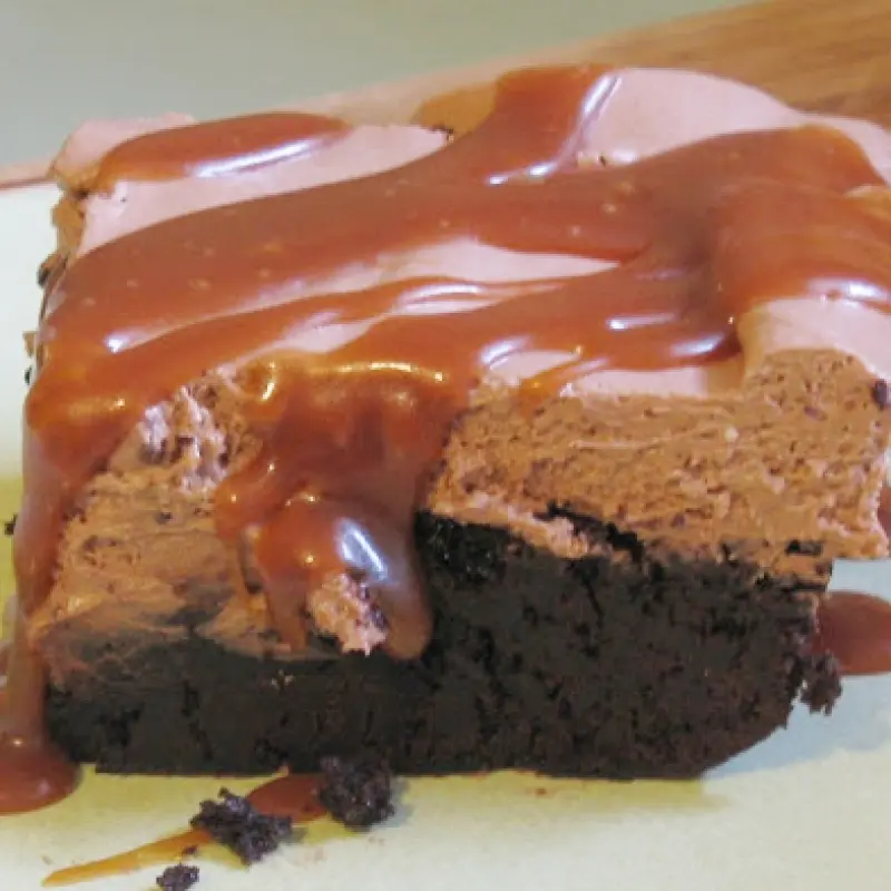 Double Chocolate Cheesecake With Salted Caramel Sauce