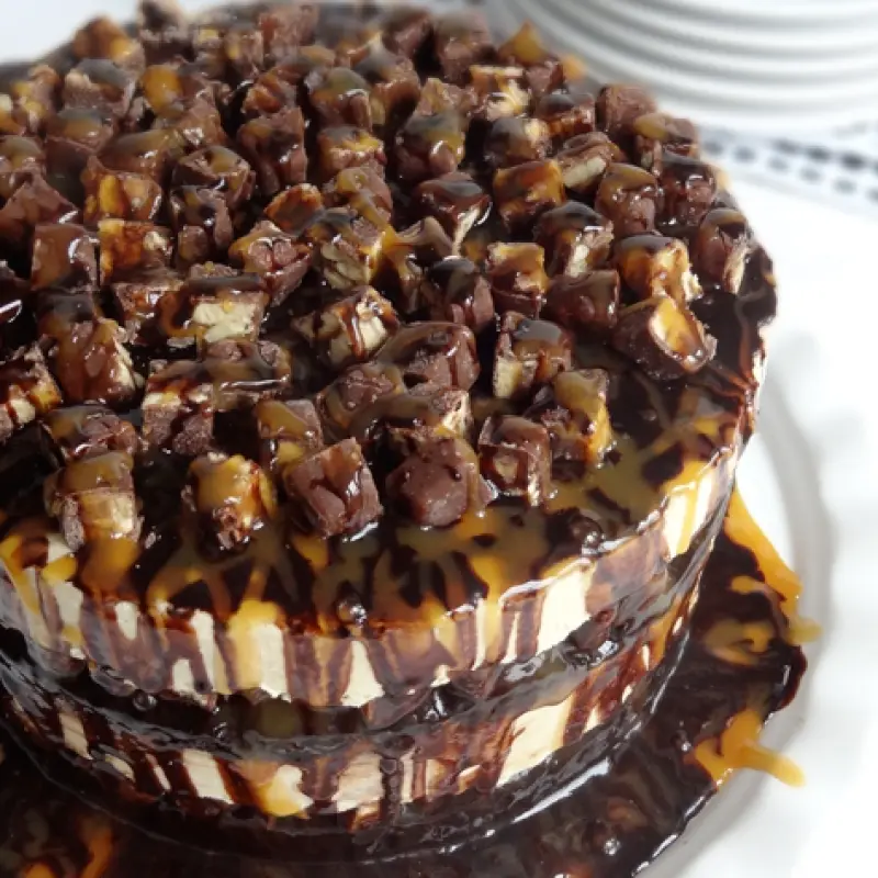 Snickers Peanut Butter Brownie Ice Cream Cake