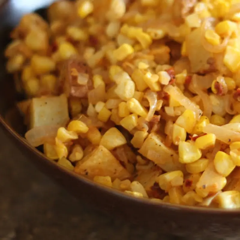Chipotle Corn and Caramelized Onion Potato Salad