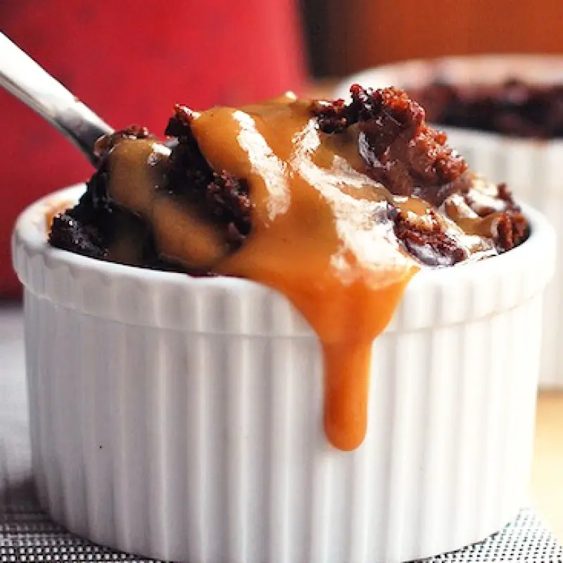 Hot Fudge Cake with Peanut Butter Sauce