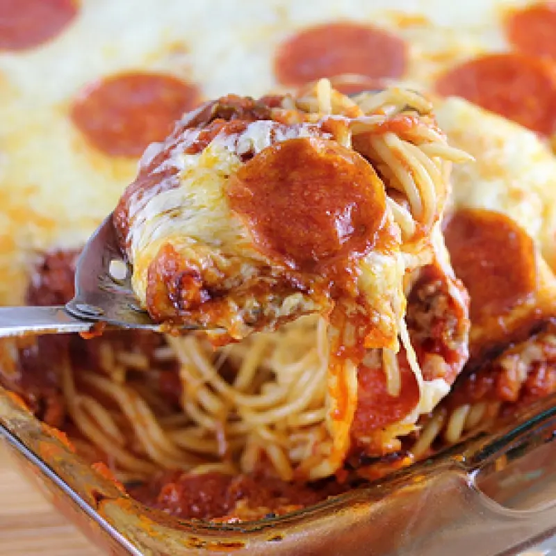 Pizza Spaghetti Casserole