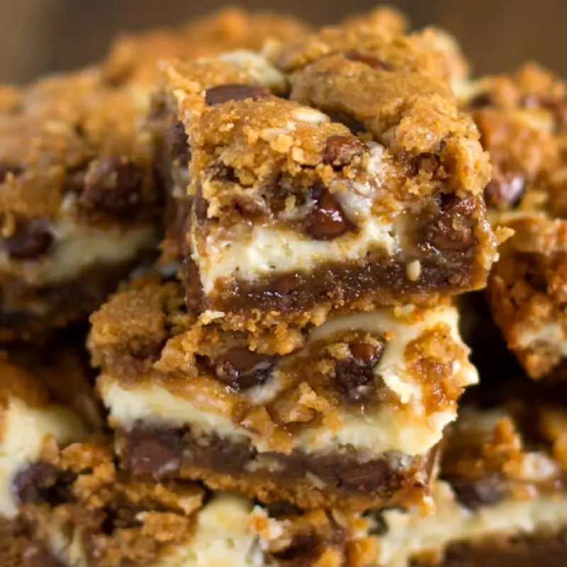 Peanut Butter Chocolate Chip Cookie Cheesecake Bars