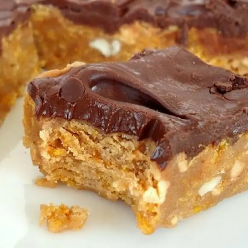 No Bake Chocolate Peanut Butter Corn Flake Bars