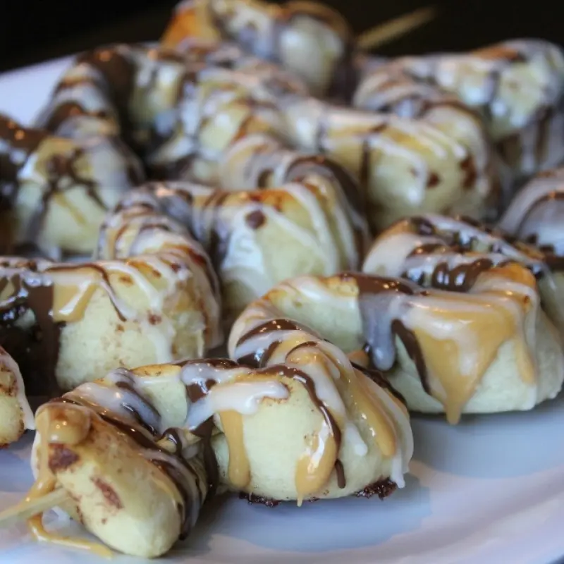 Chocolate Caramel Cinnamon Roll Skewers