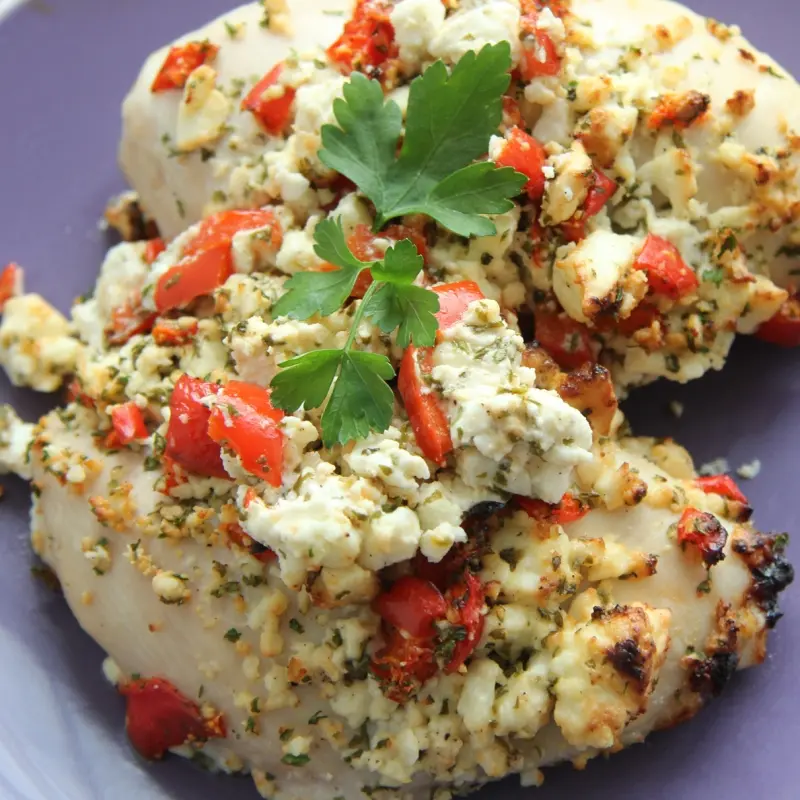 Chicken Baked with Feta Cheese and Peppers
