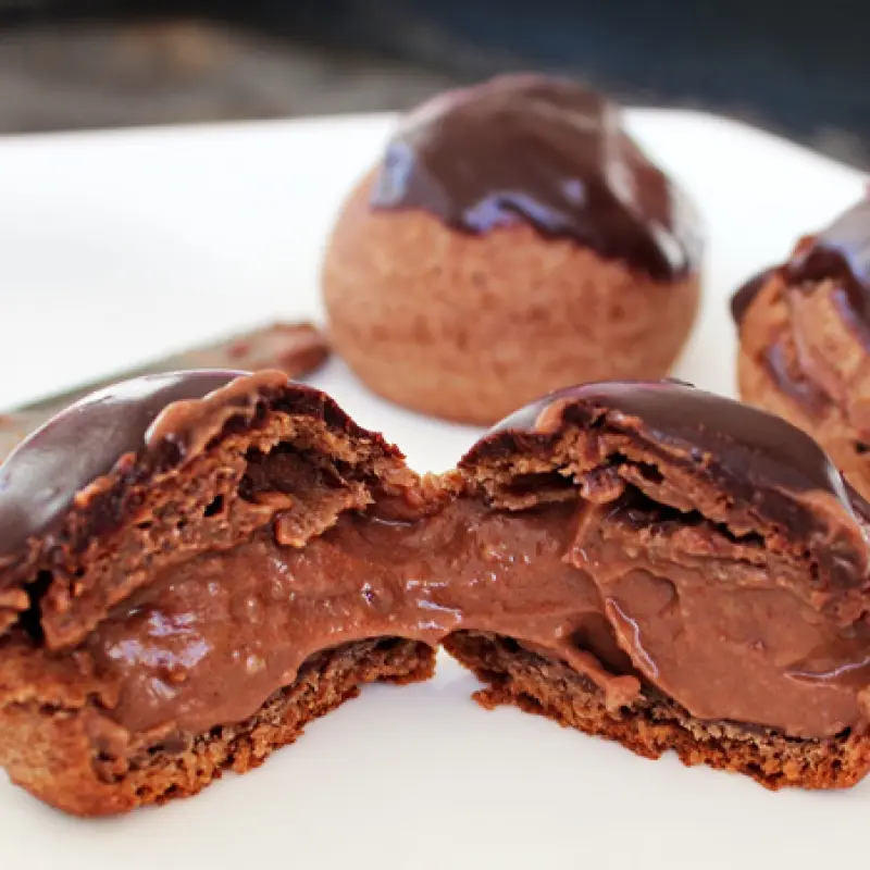 Chocolate Profiteroles with Chocolate Passionfruit Cream