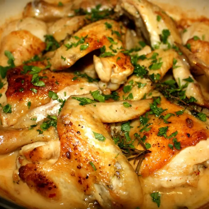 Pot Roasted Chicken in White Wine and Garlic