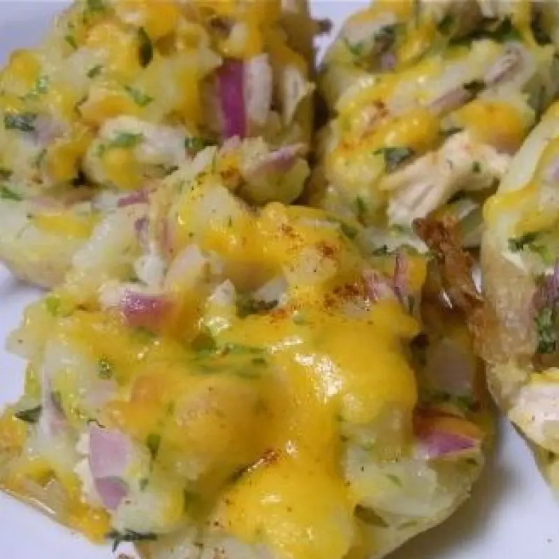 Chicken and Cheddar Stuffed Potatoes