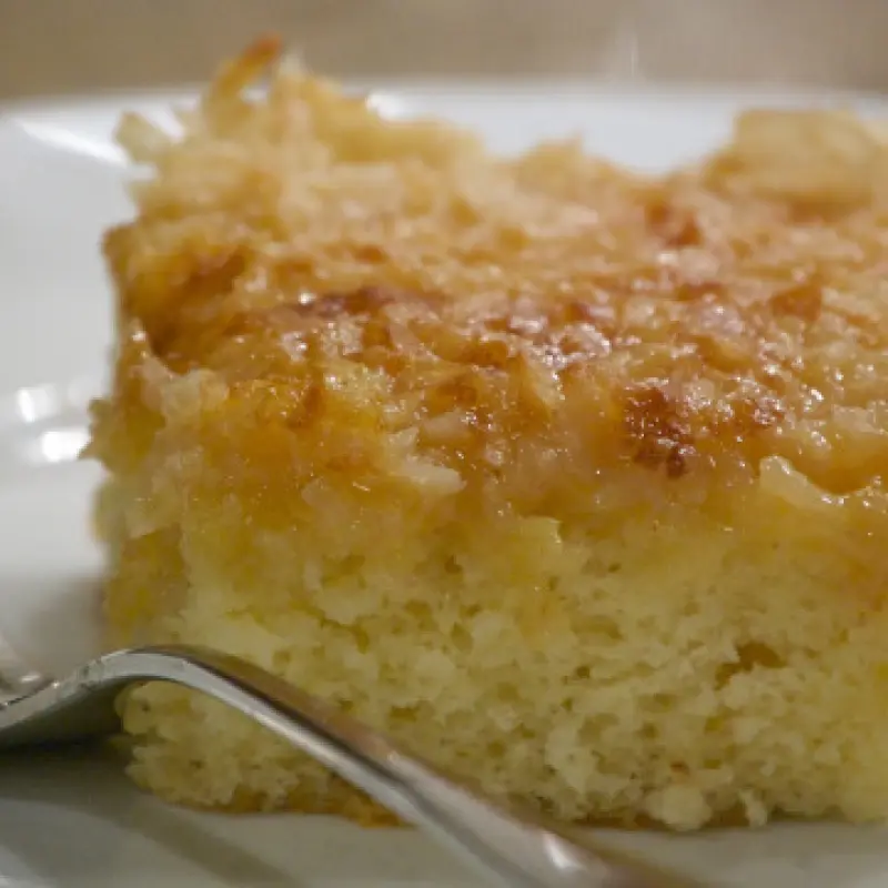 Hot Milk Cake with Broiled Coconut Icing