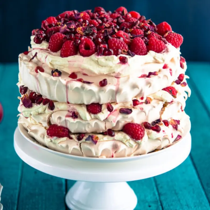Raspberry Pomegranate Layered Pavlova