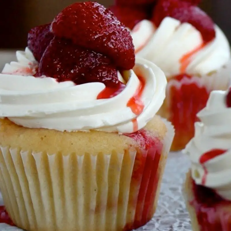 Roasted Strawberry Cupcakes
