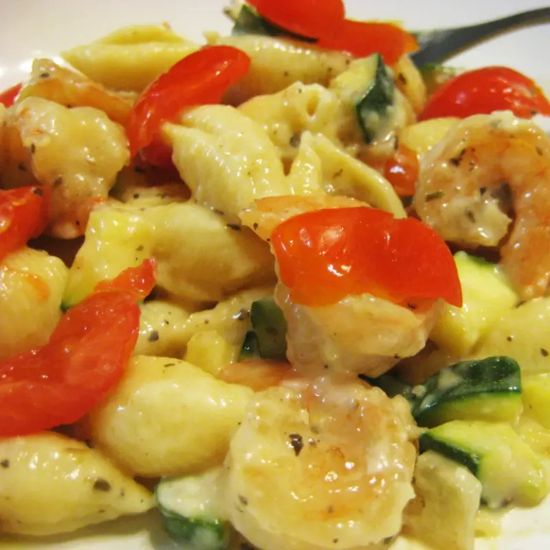 Roasted Garlic & Lemon Shrimp Pasta