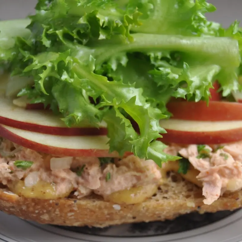 Spicy Tuna Salad Sandwich with Apple and Chicory